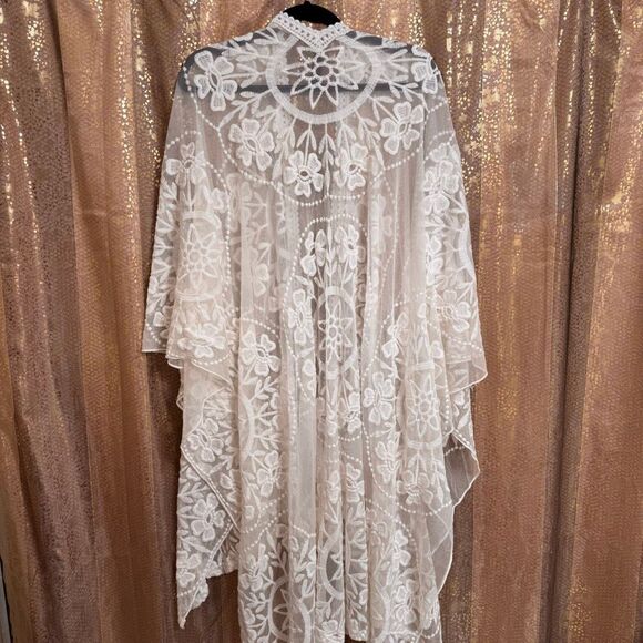 Torrid Ivory Lace Ruana Boho Crochet Sheer Kimono One Size - Picture 2 of 12